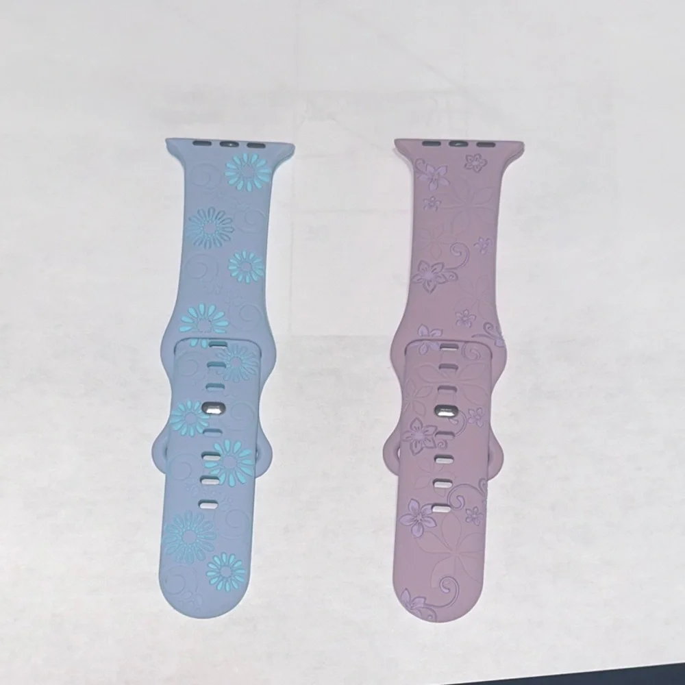2 pack- Stylish Floral Smartwatch Bands for 42mm - Blue and Purple